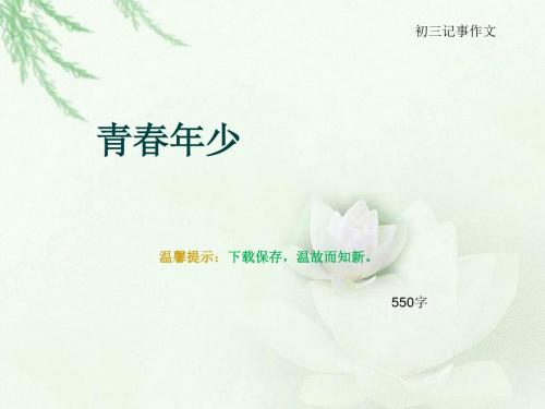 初三记事作文《青春年少》550字(总8页PPT)