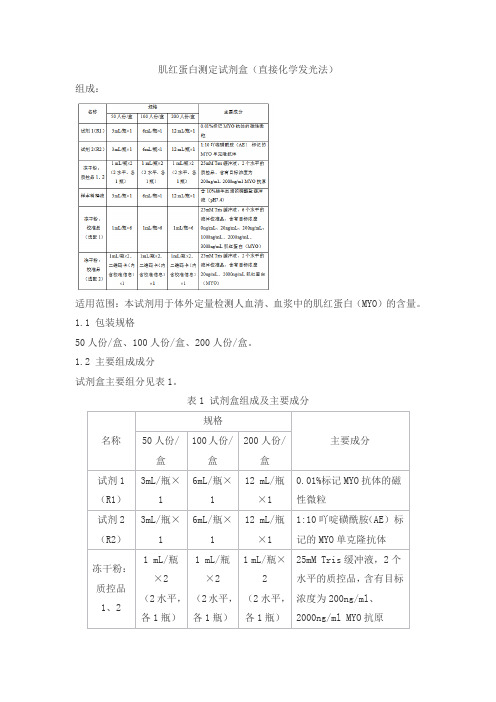肌红蛋白测定试剂盒(直接化学发光法)产品技术要求ja