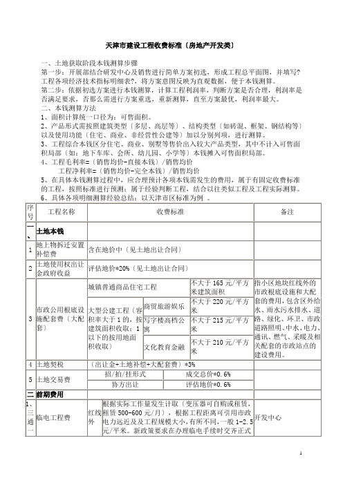 天津市建设项目收费标准(房地产类)