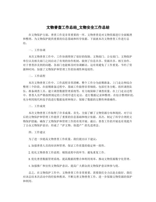 文物普查工作总结_文物安全工作总结