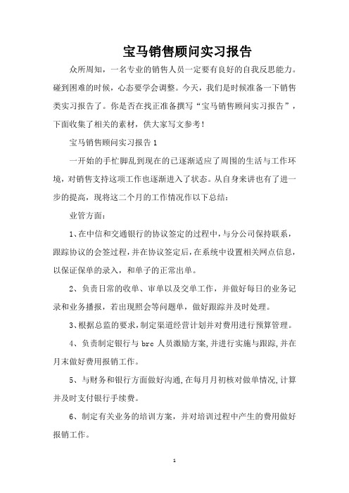 宝马销售顾问实习报告(精编版)