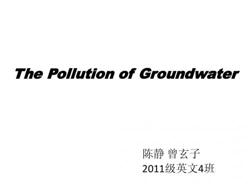 The Pollution of Groundwater