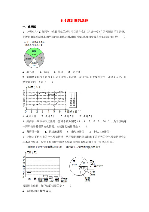 2018_2019学年七年级数学上册第六章数据的收集与整理6.4统计图的选择作业设计(新版)北师大版