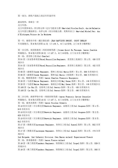 滑铁卢会战双方作战序列