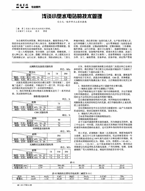 浅谈小型水电站的技术管理