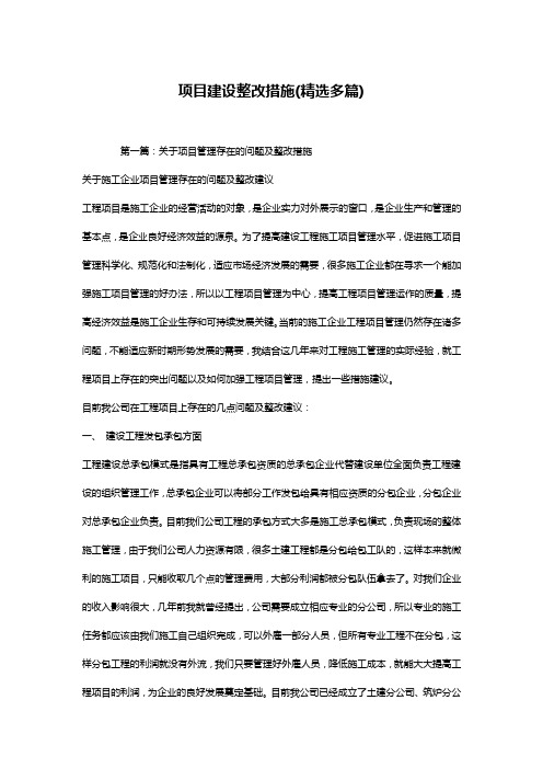项目建设整改措施(精选多篇)