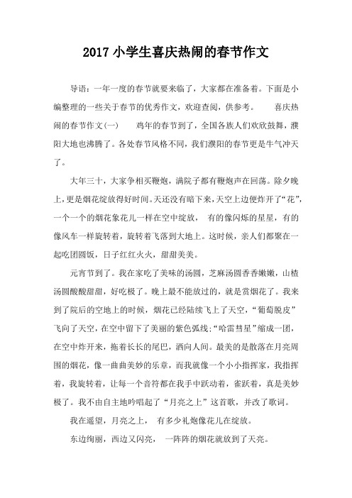 2017小学生喜庆热闹的春节作文