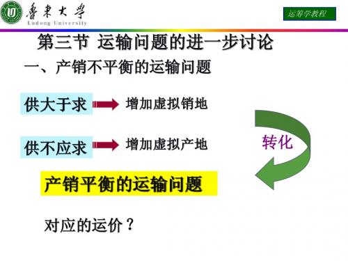 运筹学课件 第三节  运输问题的进一步讨论