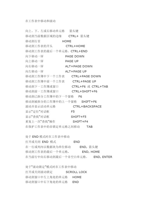 word和excel快捷键