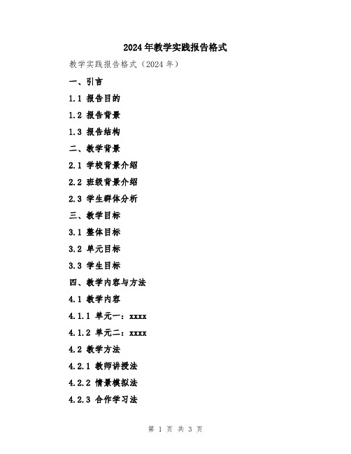 2024年教学实践报告格式