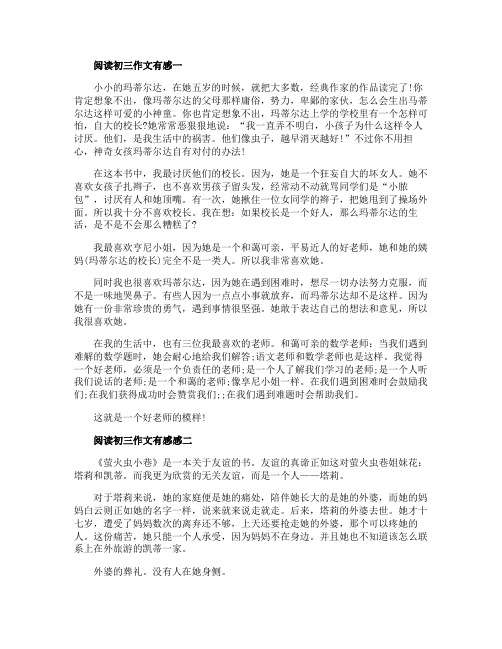 阅读初三作文有感400字五篇