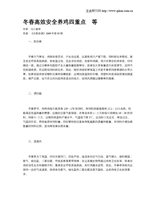 冬春高效安全养鸡四重点 等