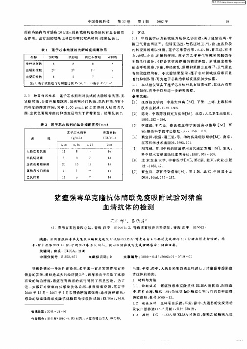 猪瘟强毒单克隆抗体酶联免疫吸附试验对猪瘟血清抗体的检测