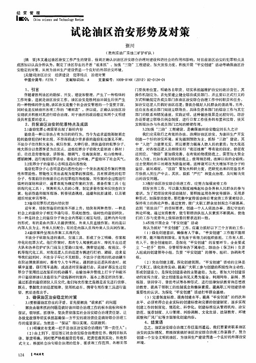 试论油区治安形势及对策