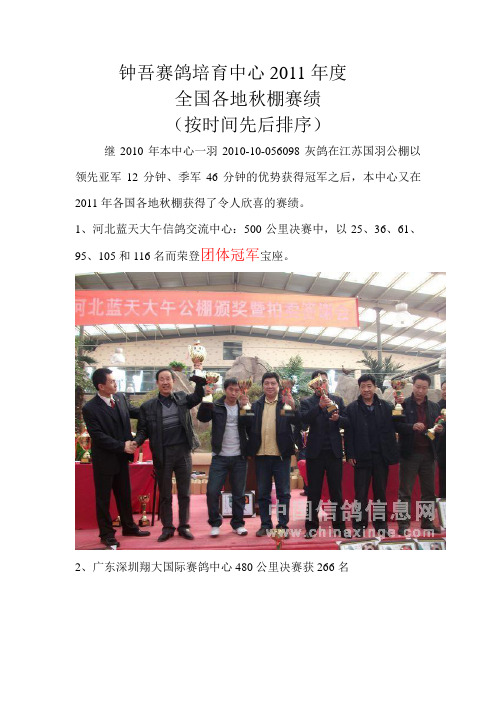 钟吾赛鸽培育中心2011年度 - 各地赛鸽公棚-中国信鸽信息网