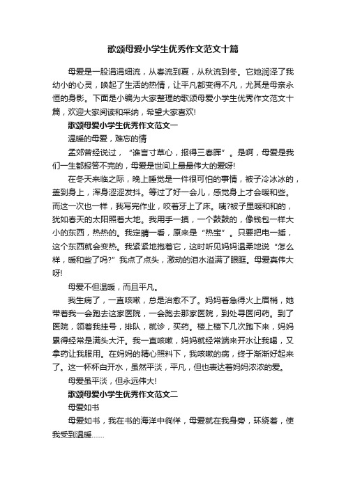 歌颂母爱小学生优秀作文范文十篇