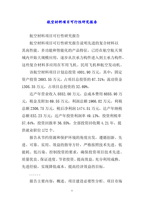 航空材料项目可行性研究报告word