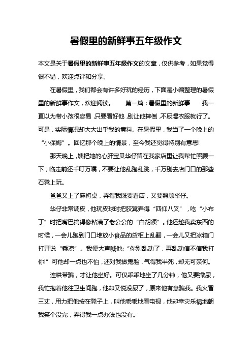 暑假里的新鲜事五年级作文