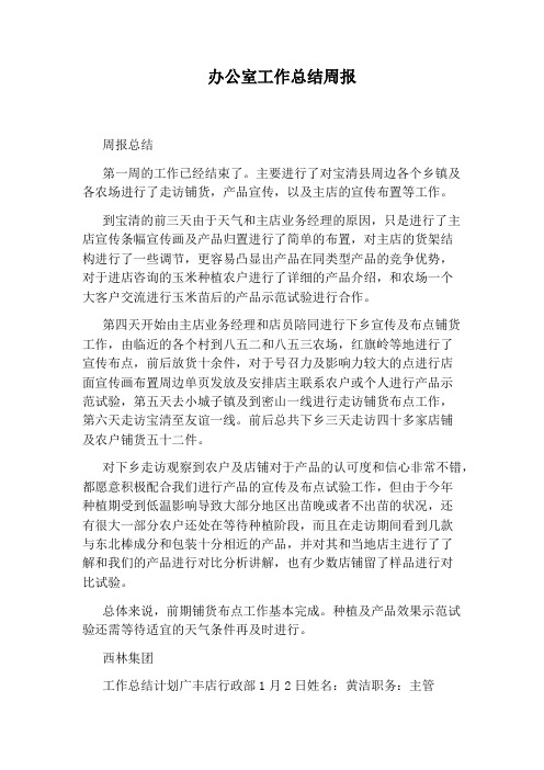 办公室工作总结周报