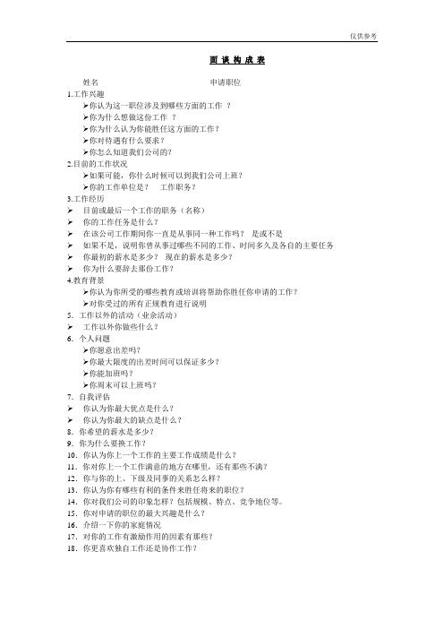 面试谈话构成表