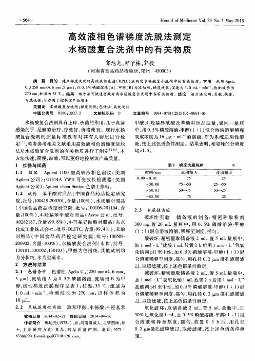 高效液相色谱梯度洗脱法测定水杨酸复合洗剂中的有关物质