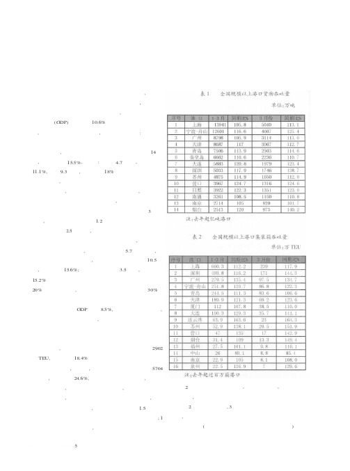一季度港口生产简况