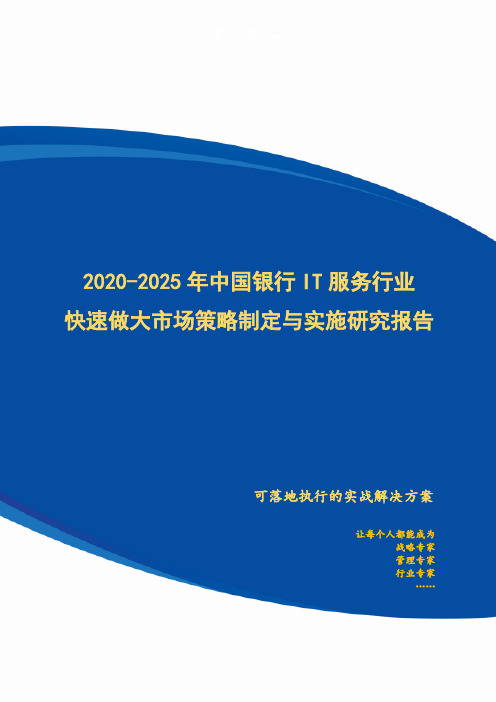 2020-2025年中国银行IT服务行业快速做大市场规模策略制定与实施研究报告