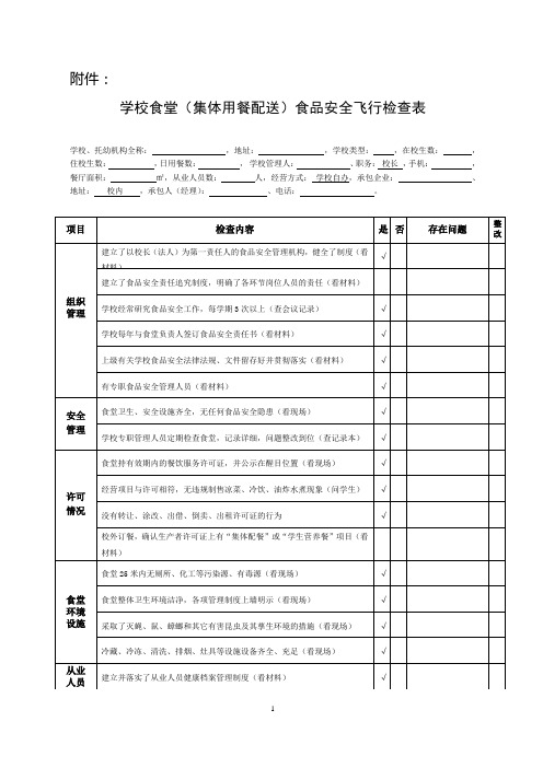 食品安全飞行检查表