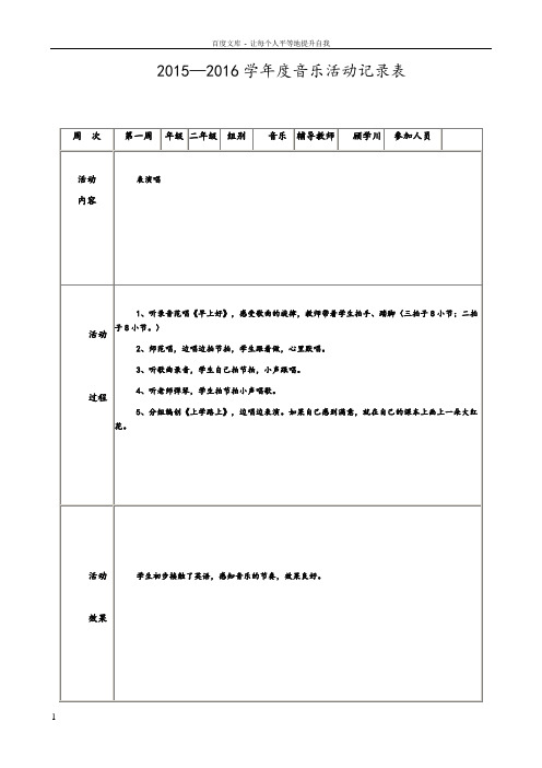 2015—2016学年度音乐活动记录表