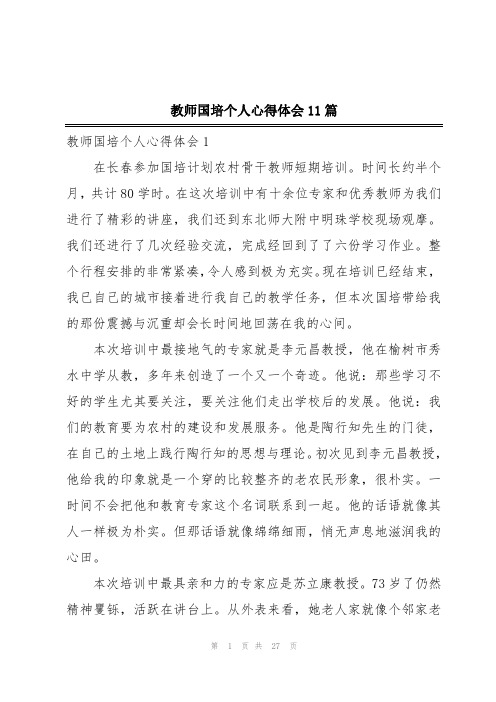 教师国培个人心得体会11篇