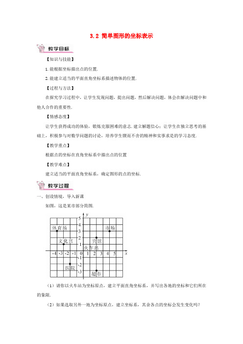 肃北蒙古族自治县三中八年级数学下册第3章图形与坐标3.2简单图形的坐标表示教案新版湘教版