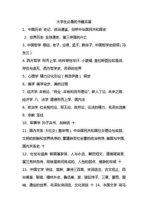 大学生必看的书籍名著