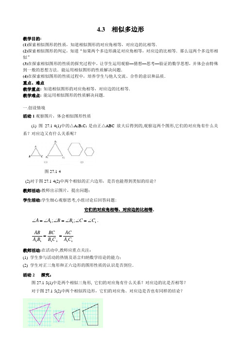 157.北师大版九年级数学上册4.3 相似多边形2-教案