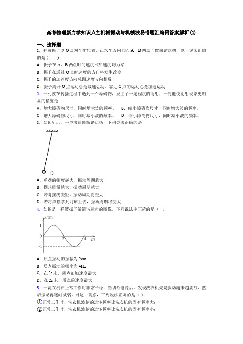 高考物理新力学知识点之机械振动与机械波易错题汇编附答案解析(1)