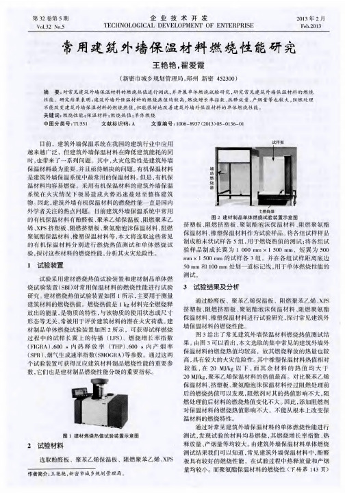 常用建筑外墙保温材料燃烧性能研究