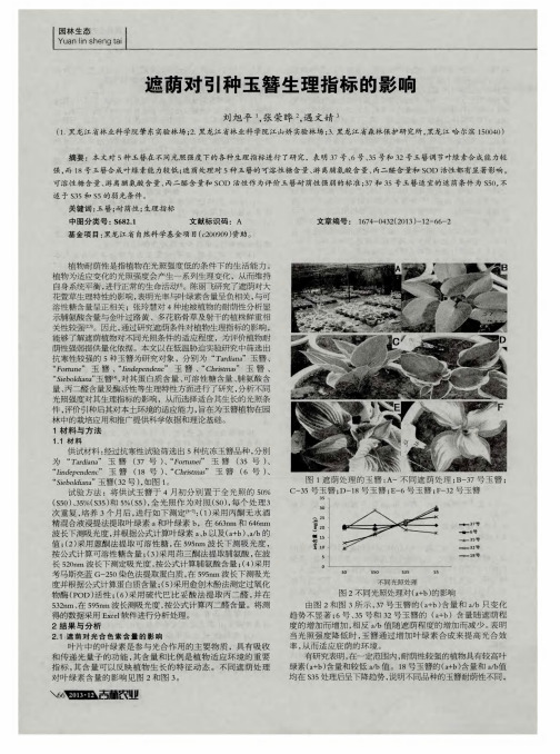 遮荫对引种玉簪生理指标的影响
