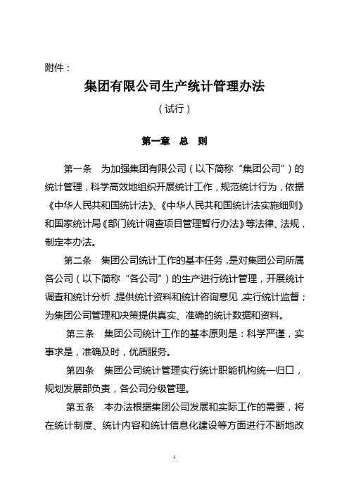 集团有限公司生产统计管理办法