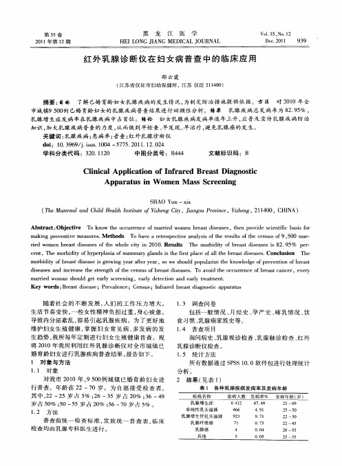 红外乳腺诊断仪在妇女病普查中的临床应用