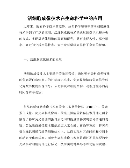 活细胞成像技术在生命科学中的应用