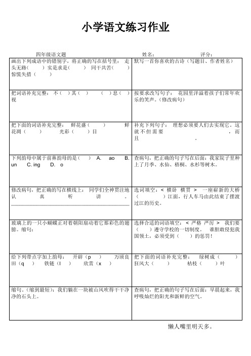 罗阳小学四年级语文期末复习练习作业13