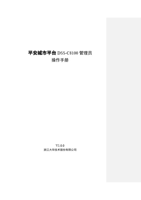 平安城市平台DSS-C8100管理员端操作手册