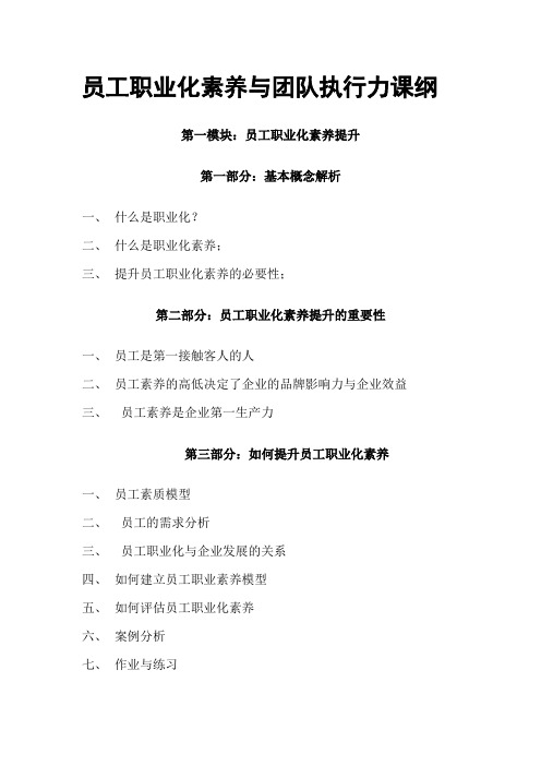 员工职业素养与团队执行力提升