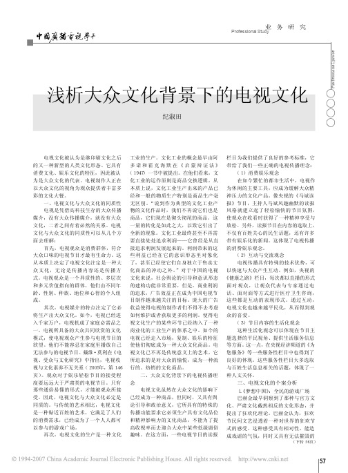 大众背景下的电视文化