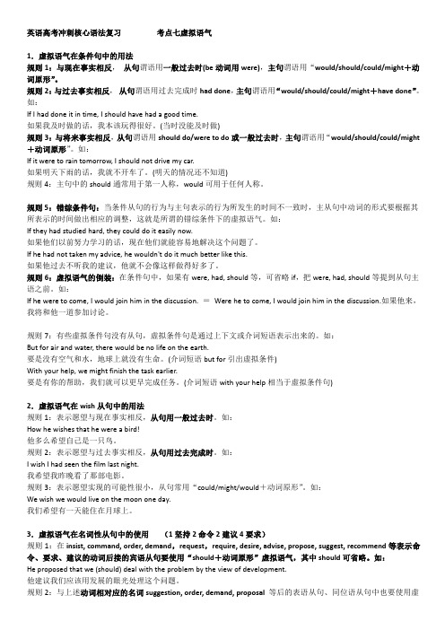 英语高考冲刺系列语法复习之考点七虚拟语气有讲解,有填空