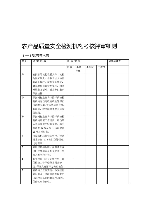 农产品质量检测考核评审细则
