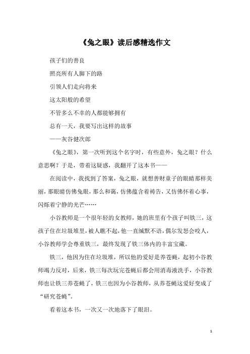 《兔之眼》读后感精选作文