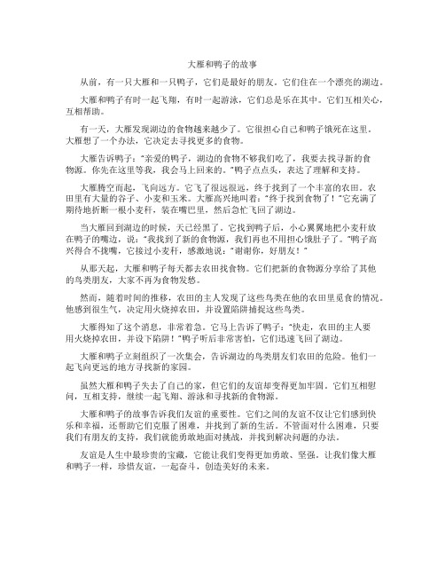 三年级大雁和鸭子阅读理解题