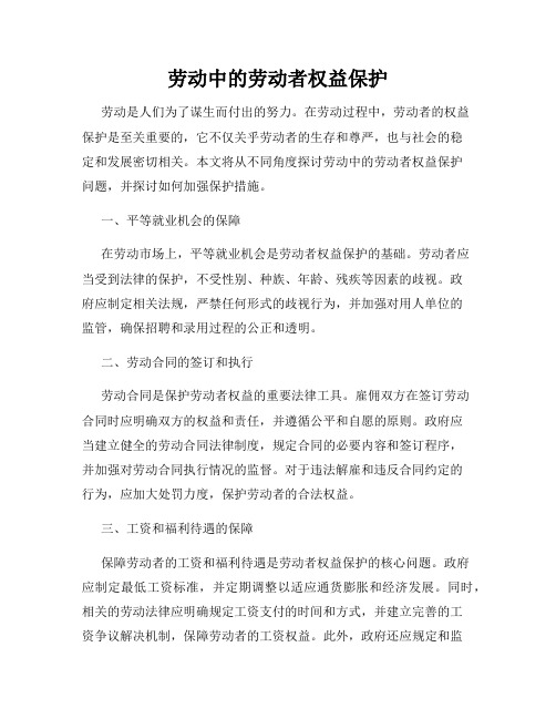劳动中的劳动者权益保护