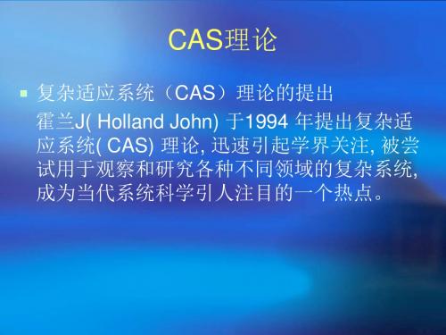 复杂适应系统(CAS)理论