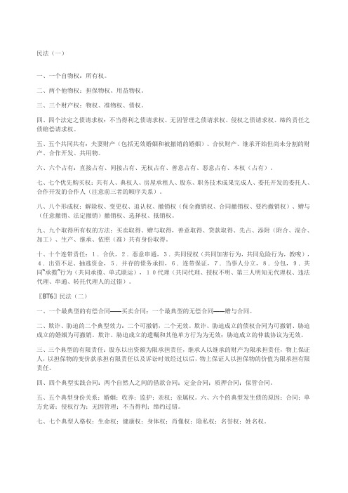 民法最好记忆口诀